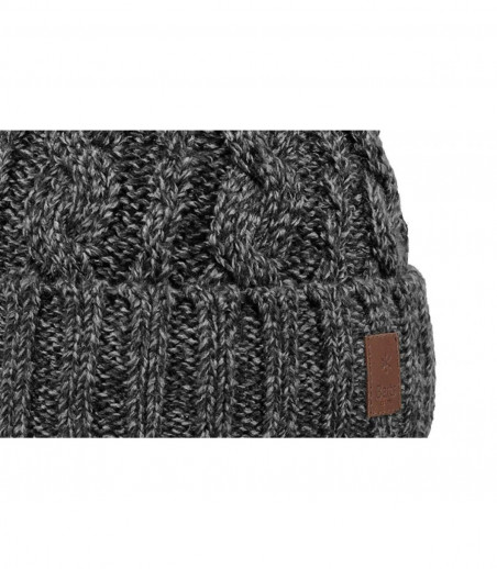 black cable knit cuffed beanie